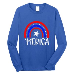 American America `Merica Rainbow Flag Patriotic 4th Of July Great Gift Long Sleeve Shirt