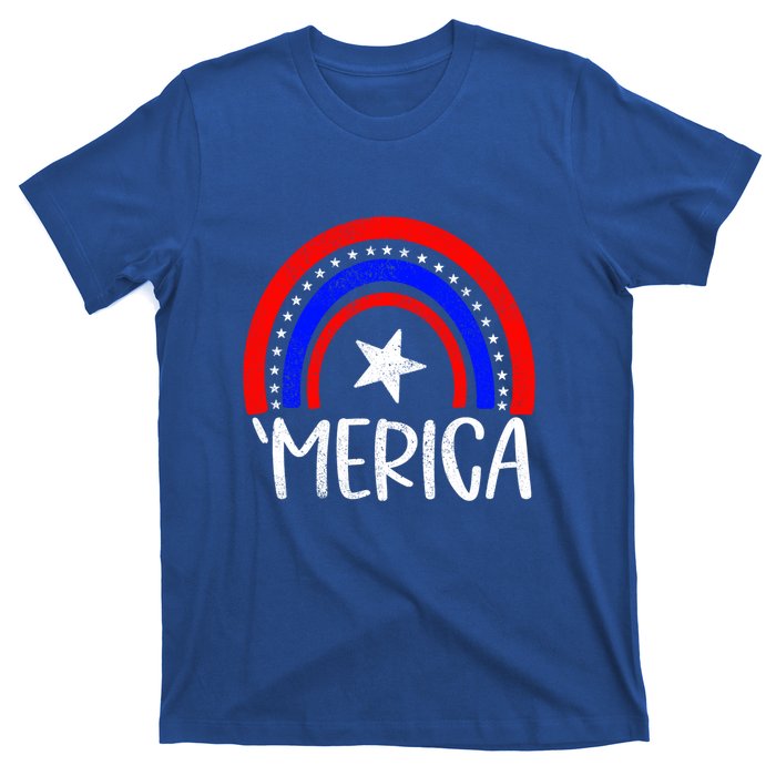 American America `Merica Rainbow Flag Patriotic 4th Of July Great Gift T-Shirt