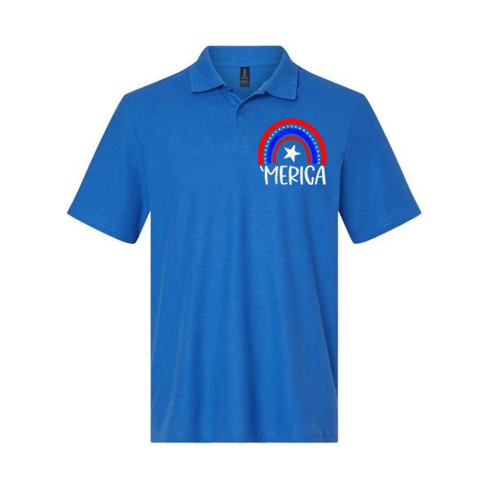 American America `Merica Rainbow Flag Patriotic 4th Of July Great Gift Softstyle Adult Sport Polo