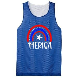 American America `Merica Rainbow Flag Patriotic 4th Of July Great Gift Mesh Reversible Basketball Jersey Tank