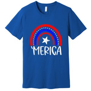 American America `Merica Rainbow Flag Patriotic 4th Of July Great Gift Premium T-Shirt