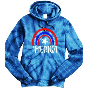 American America `Merica Rainbow Flag Patriotic 4th Of July Great Gift Tie Dye Hoodie