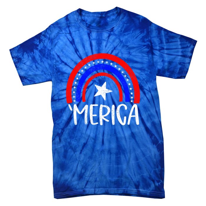 American America `Merica Rainbow Flag Patriotic 4th Of July Great Gift Tie-Dye T-Shirt