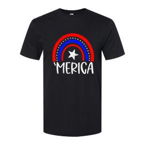 American America `Merica Rainbow Flag Patriotic 4th Of July Great Gift Softstyle CVC T-Shirt