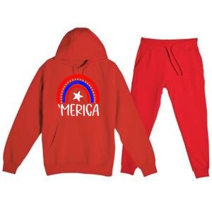 American America `Merica Rainbow Flag Patriotic 4th Of July Great Gift Premium Hooded Sweatsuit Set