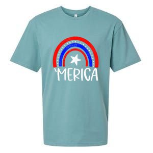 American America `Merica Rainbow Flag Patriotic 4th Of July Great Gift Sueded Cloud Jersey T-Shirt