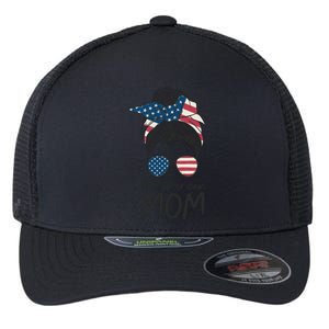 All American Mom 4th Of July Mothers Day Messy Bun Flexfit Unipanel Trucker Cap