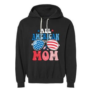 All American Mom Sunglasses 4th of July Family Matching Garment-Dyed Fleece Hoodie