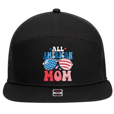 All American Mom Sunglasses 4th of July Family Matching 7 Panel Mesh Trucker Snapback Hat