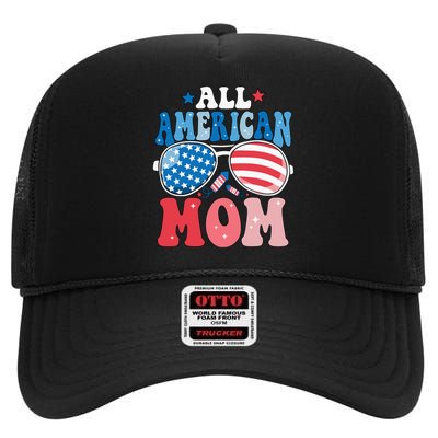 All American Mom Sunglasses 4th of July Family Matching High Crown Mesh Back Trucker Hat