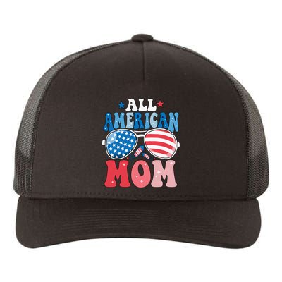 All American Mom Sunglasses 4th of July Family Matching Yupoong Adult 5-Panel Trucker Hat