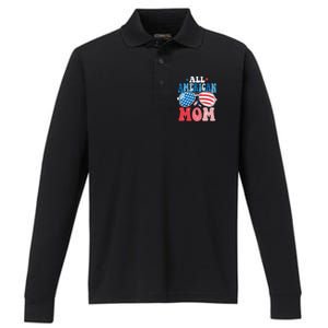 All American Mom Sunglasses 4th of July Family Matching Performance Long Sleeve Polo