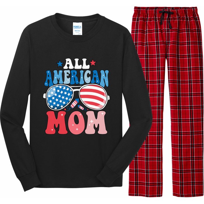 All American Mom Sunglasses 4th of July Family Matching Long Sleeve Pajama Set