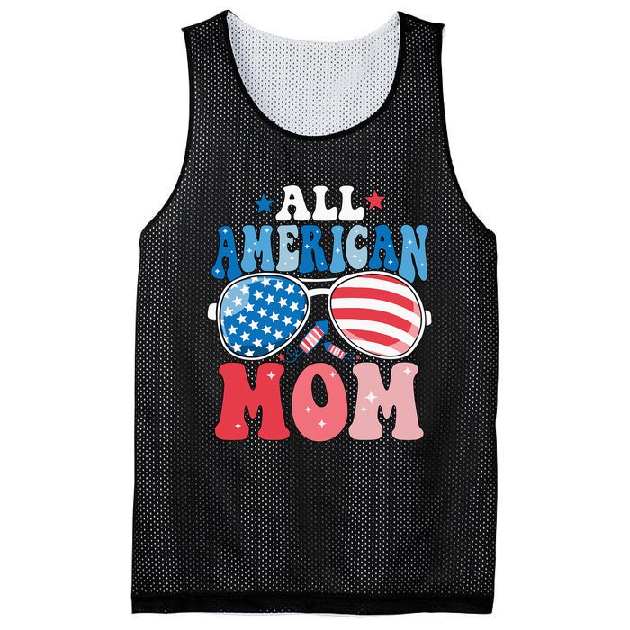 All American Mom Sunglasses 4th of July Family Matching Mesh Reversible Basketball Jersey Tank