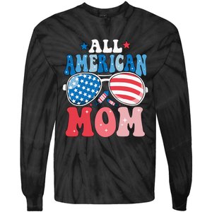 All American Mom Sunglasses 4th of July Family Matching Tie-Dye Long Sleeve Shirt