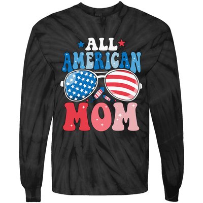 All American Mom Sunglasses 4th of July Family Matching Tie-Dye Long Sleeve Shirt