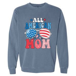 All American Mom Sunglasses 4th of July Family Matching Garment-Dyed Sweatshirt