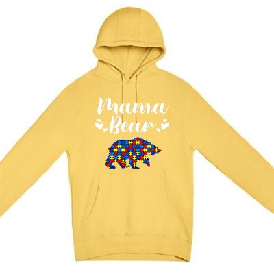 Autism Awareness Mama Bear Puzzle Piece Autistic Mom Gift Cool Gift Premium Pullover Hoodie