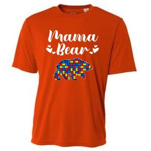 Autism Awareness Mama Bear Puzzle Piece Autistic Mom Gift Cool Gift Cooling Performance Crew T-Shirt