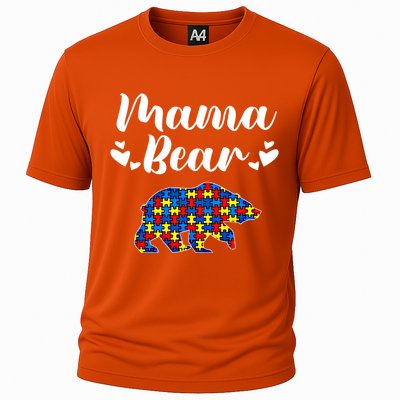 Autism Awareness Mama Bear Puzzle Piece Autistic Mom Gift Cool Gift Cooling Performance Crew T-Shirt