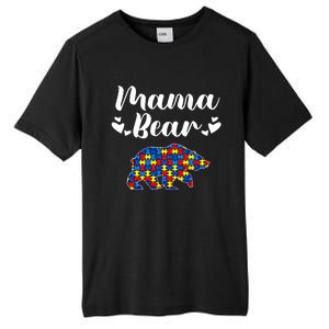 Autism Awareness Mama Bear Puzzle Piece Autistic Mom Gift Cool Gift Tall Fusion ChromaSoft Performance T-Shirt