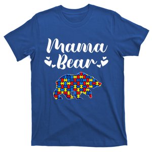 Autism Awareness Mama Bear Puzzle Piece Autistic Mom Gift Cool Gift T-Shirt