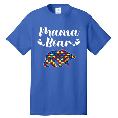 Autism Awareness Mama Bear Puzzle Piece Autistic Mom Gift Cool Gift Tall T-Shirt