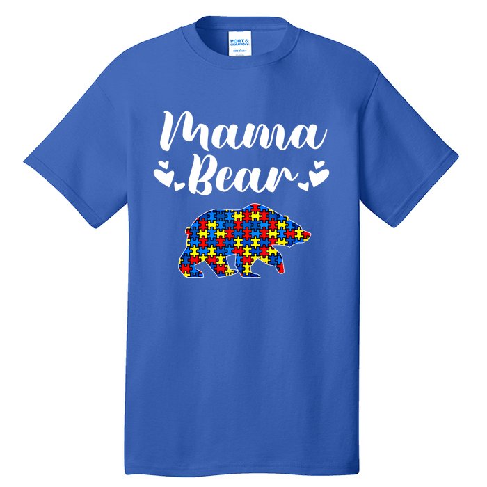 Autism Awareness Mama Bear Puzzle Piece Autistic Mom Gift Cool Gift Tall T-Shirt