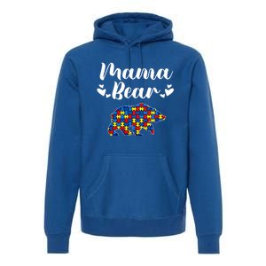 Autism Awareness Mama Bear Puzzle Piece Autistic Mom Gift Cool Gift Premium Hoodie