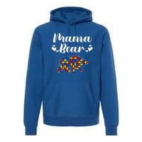 Autism Awareness Mama Bear Puzzle Piece Autistic Mom Gift Cool Gift Premium Hoodie