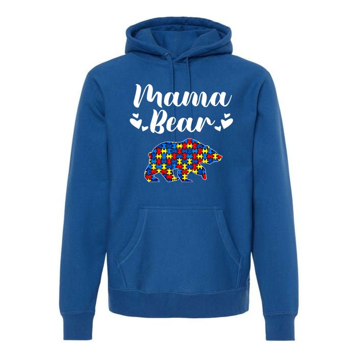 Autism Awareness Mama Bear Puzzle Piece Autistic Mom Gift Cool Gift Premium Hoodie