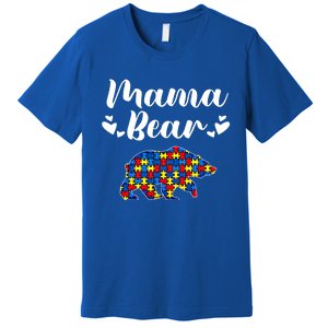 Autism Awareness Mama Bear Puzzle Piece Autistic Mom Gift Cool Gift Premium T-Shirt