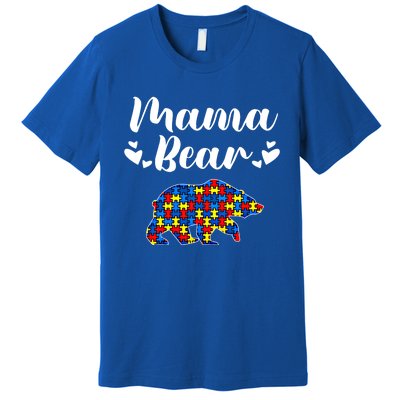 Autism Awareness Mama Bear Puzzle Piece Autistic Mom Gift Cool Gift Premium T-Shirt