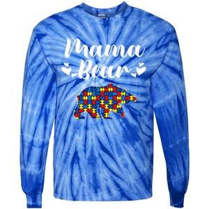 Autism Awareness Mama Bear Puzzle Piece Autistic Mom Gift Cool Gift Tie-Dye Long Sleeve Shirt