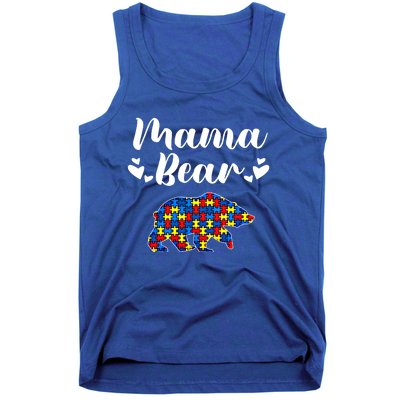 Autism Awareness Mama Bear Puzzle Piece Autistic Mom Gift Cool Gift Tank Top