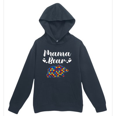 Autism Awareness Mama Bear Puzzle Piece Autistic Mom Gift Cool Gift Urban Pullover Hoodie