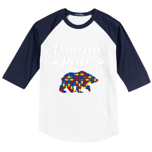 Autism Awareness Mama Bear Puzzle Piece Autistic Mom Gift Cool Gift Baseball Sleeve Shirt