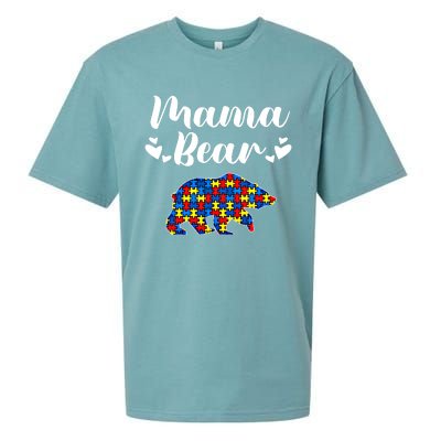 Autism Awareness Mama Bear Puzzle Piece Autistic Mom Gift Cool Gift Sueded Cloud Jersey T-Shirt