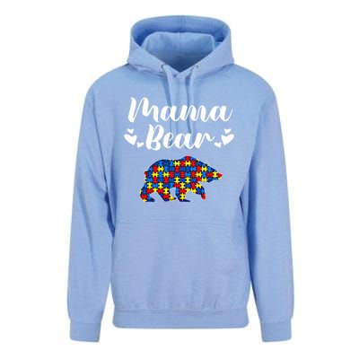 Autism Awareness Mama Bear Puzzle Piece Autistic Mom Gift Cool Gift Unisex Surf Hoodie