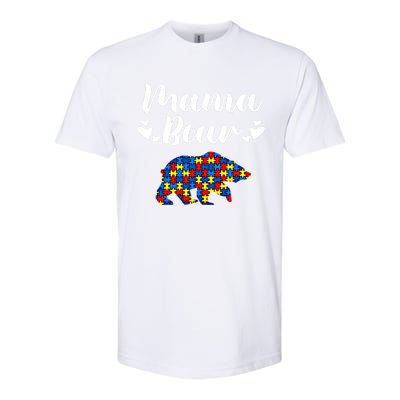 Autism Awareness Mama Bear Puzzle Piece Autistic Mom Gift Cool Gift Softstyle CVC T-Shirt