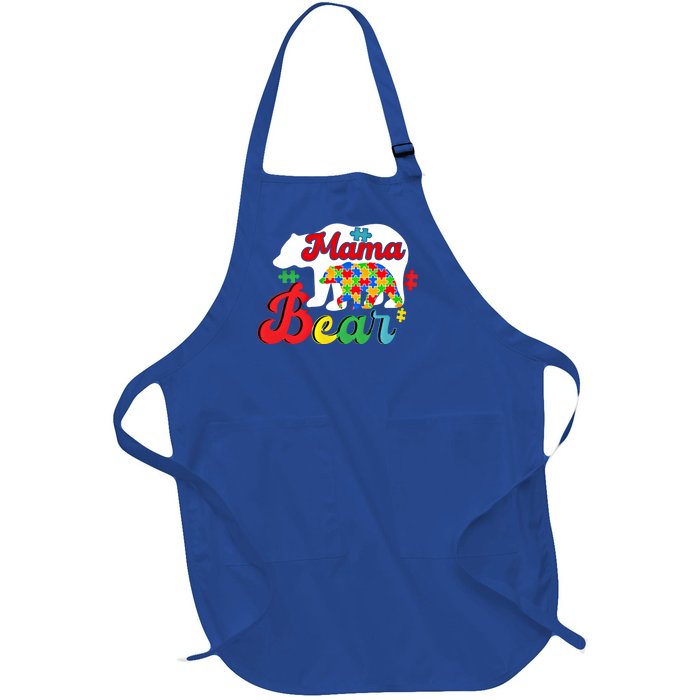 Autism Awareness Mama Bear Support Autistic Autism Mom Gift Full-Length Apron With Pockets