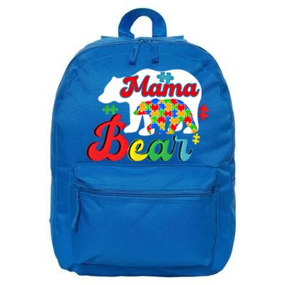 Autism Awareness Mama Bear Support Autistic Autism Mom Gift 16 in Basic Backpack