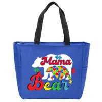 Autism Awareness Mama Bear Support Autistic Autism Mom Gift Zip Tote Bag