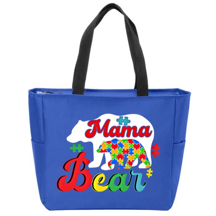 Autism Awareness Mama Bear Support Autistic Autism Mom Gift Zip Tote Bag