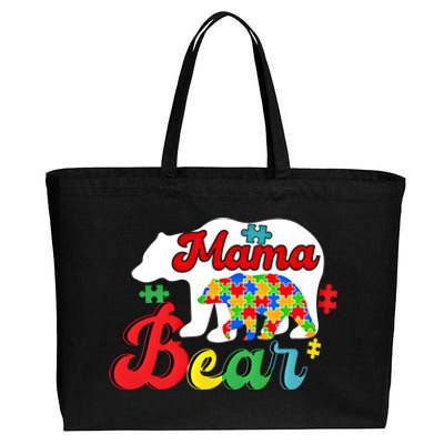 Autism Awareness Mama Bear Support Autistic Autism Mom Gift Cotton Canvas Jumbo Tote