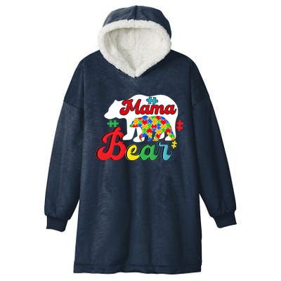 Autism Awareness Mama Bear Support Autistic Autism Mom Gift Hooded Wearable Blanket