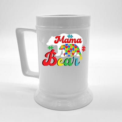 Autism Awareness Mama Bear Support Autistic Autism Mom Gift Beer Stein