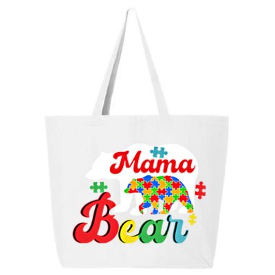 Autism Awareness Mama Bear Support Autistic Autism Mom Gift 25L Jumbo Tote