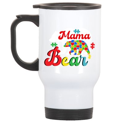 Autism Awareness Mama Bear Support Autistic Autism Mom Gift Stainless Steel Travel Mug