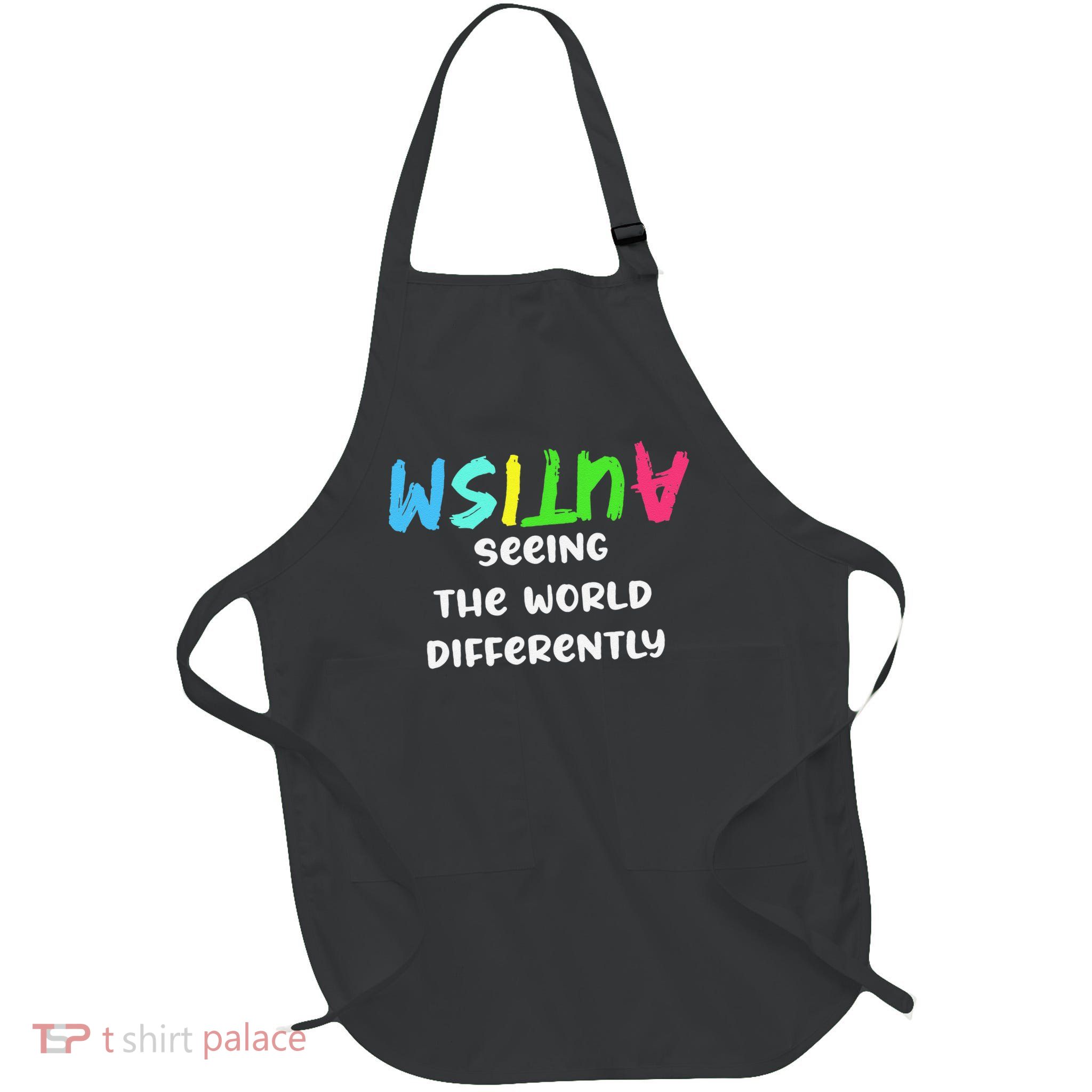 Autism Awareness Month Support Seeing the World Differently Full-Length Apron With Pockets